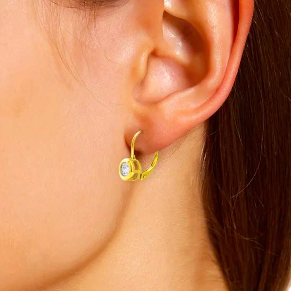 SAVVY CIE JEWELS 18K Gold CZ Leverback Earrings
